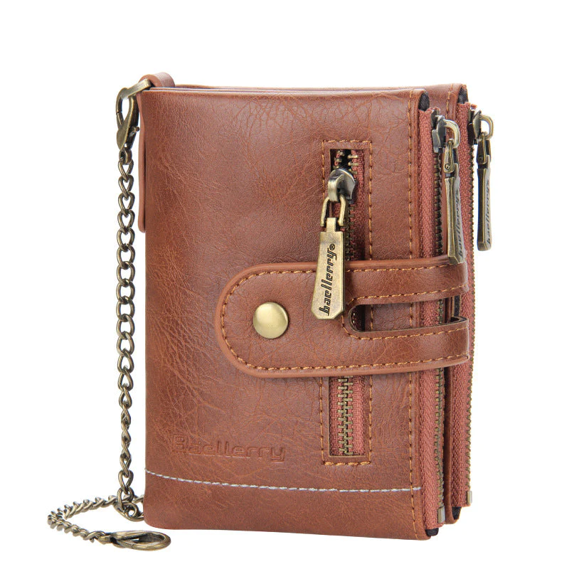 SecureZip Wallet™ - CARTERA VINTAGE CON DOBLE CREMALLERA Y MÚLTIPLES RANURAS PARA TARJETAS PARA HOMBRE