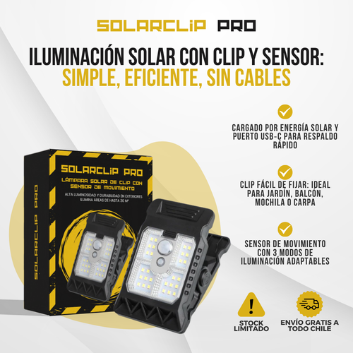 SolarClip Pro™ - Luz inteligente, seguridad al instante