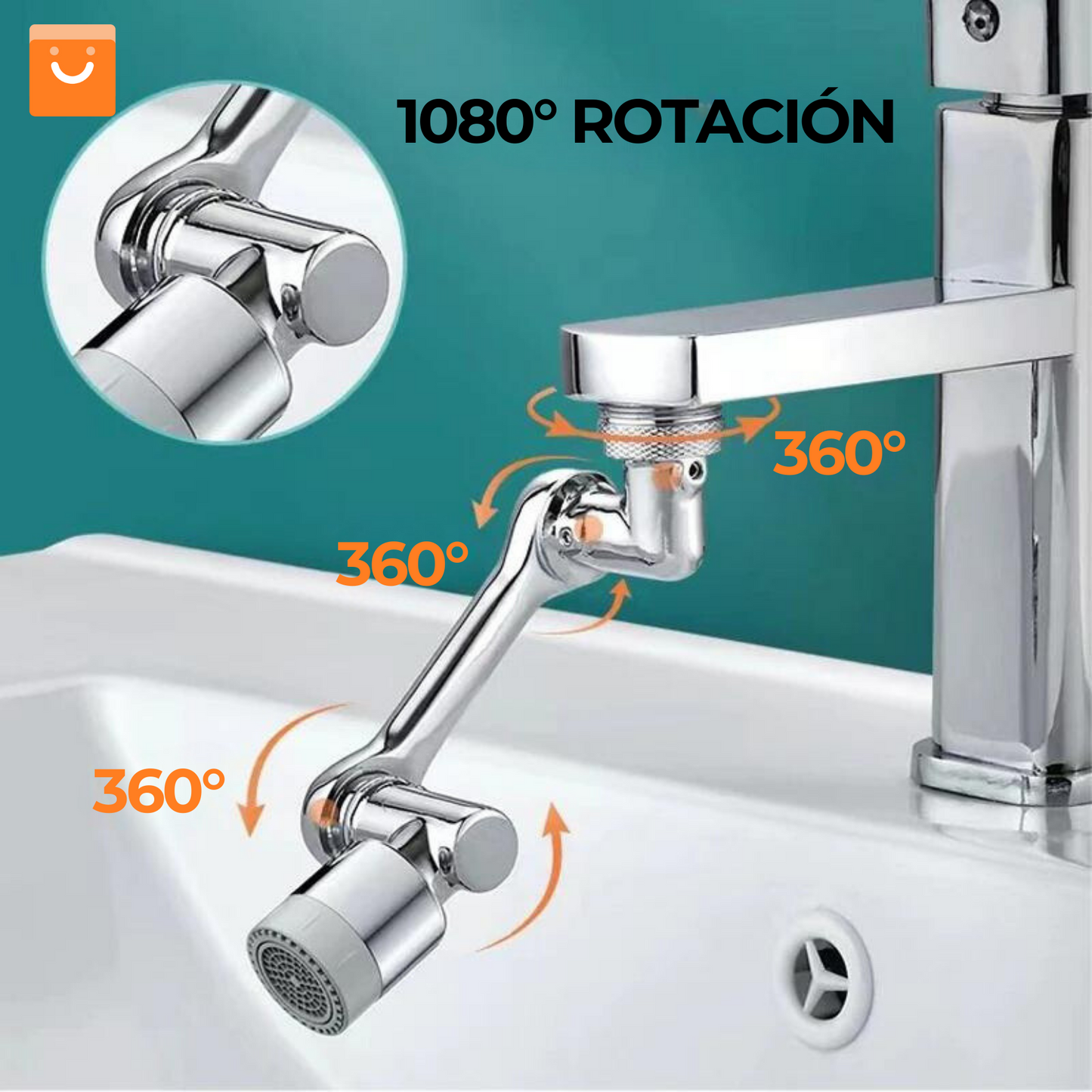 Flexigrip™ - llave giratoria 1080°, evita salpicaduras de agua