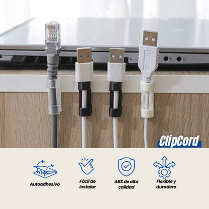 ClipCord™ - CLIP PLÁSTICO AUTOADHESIVO PARA ORGANIZAR CABLES