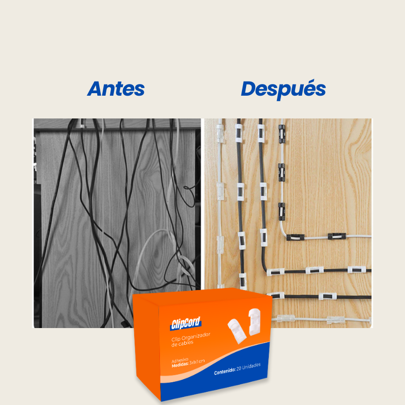 ClipCord™ - CLIP PLÁSTICO AUTOADHESIVO PARA ORGANIZAR CABLES