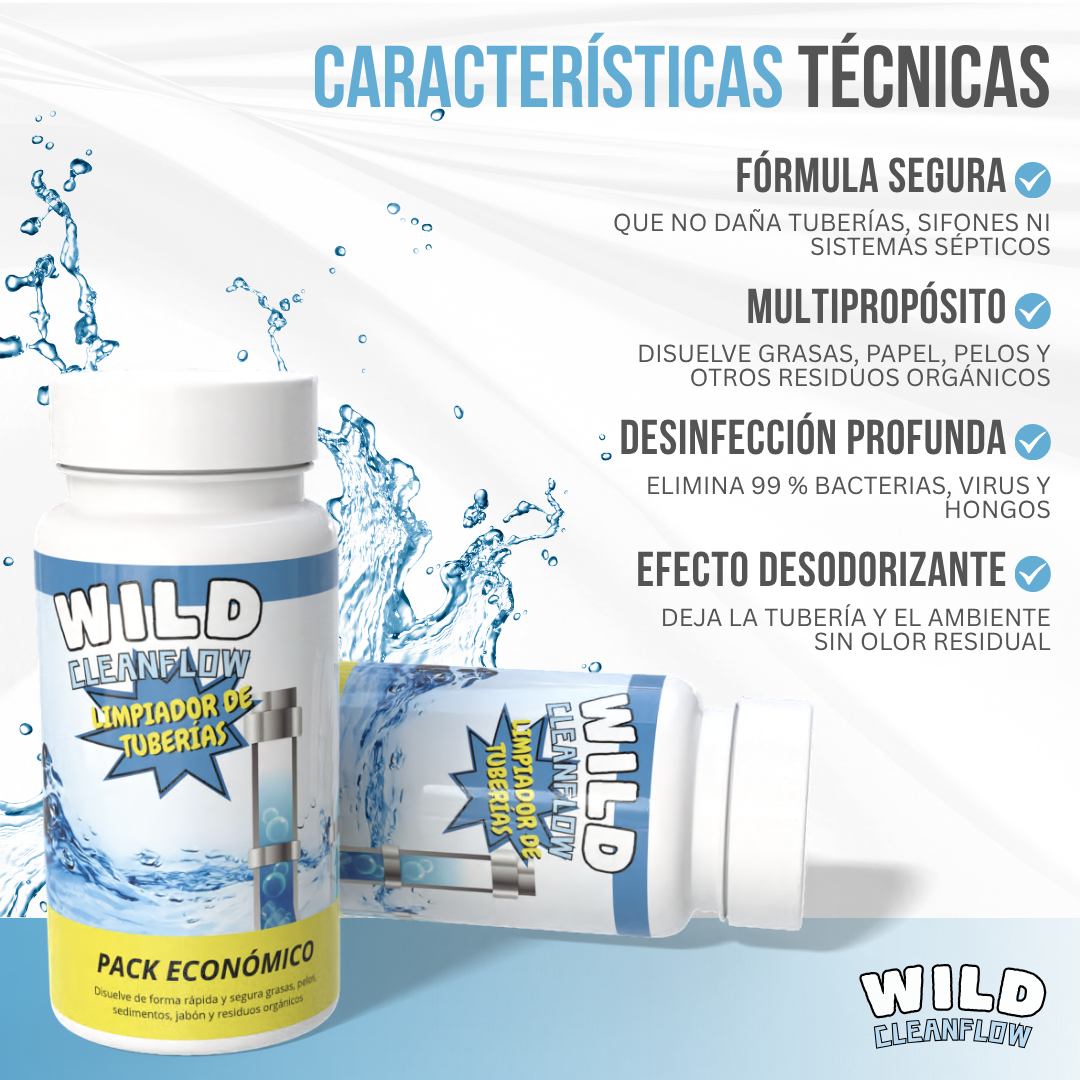 Wild Cleanflow™ - Desatasca sin esfuerzo. Limpia desde la raíz