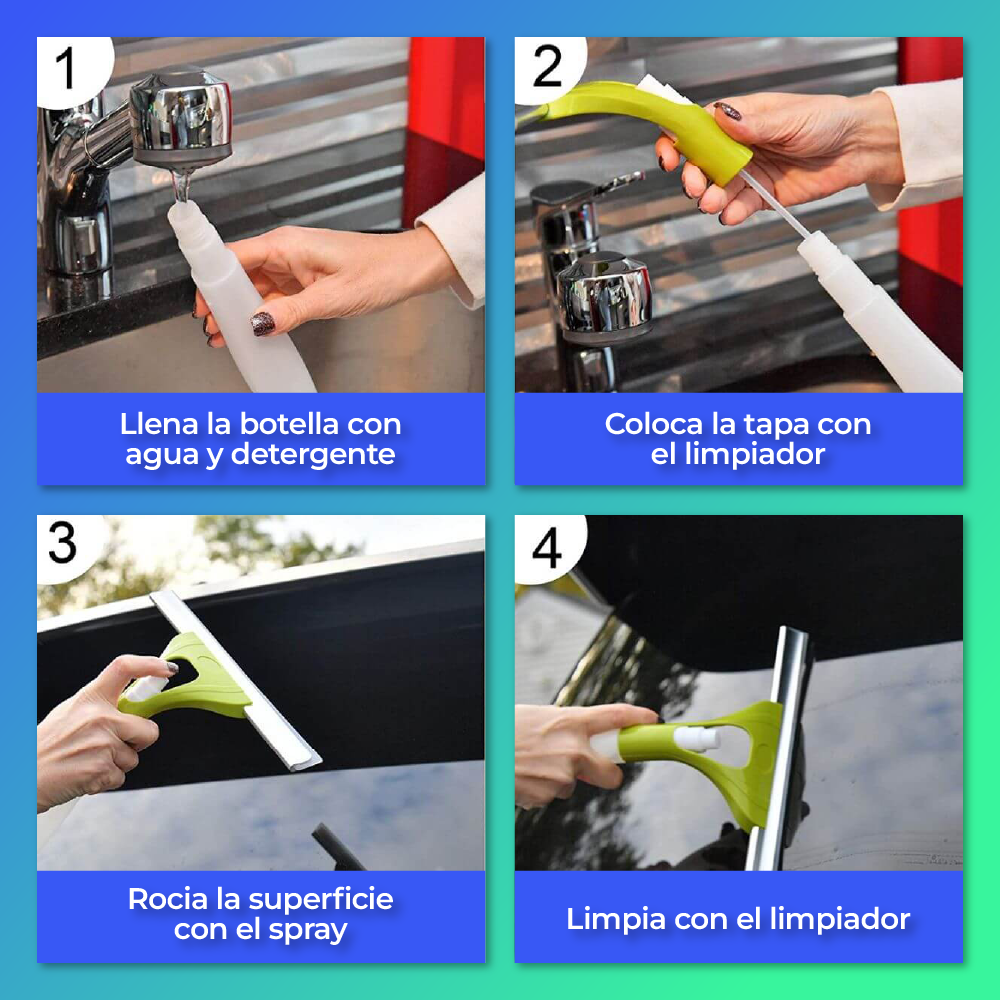 ClearView™ - Limpiador de vidrios con spray incorporado