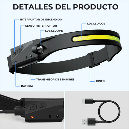 Linterna led de cabeza con sensor