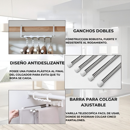 Percha 5 en 1 multifuncional - COLGADOR INTELIGENTE