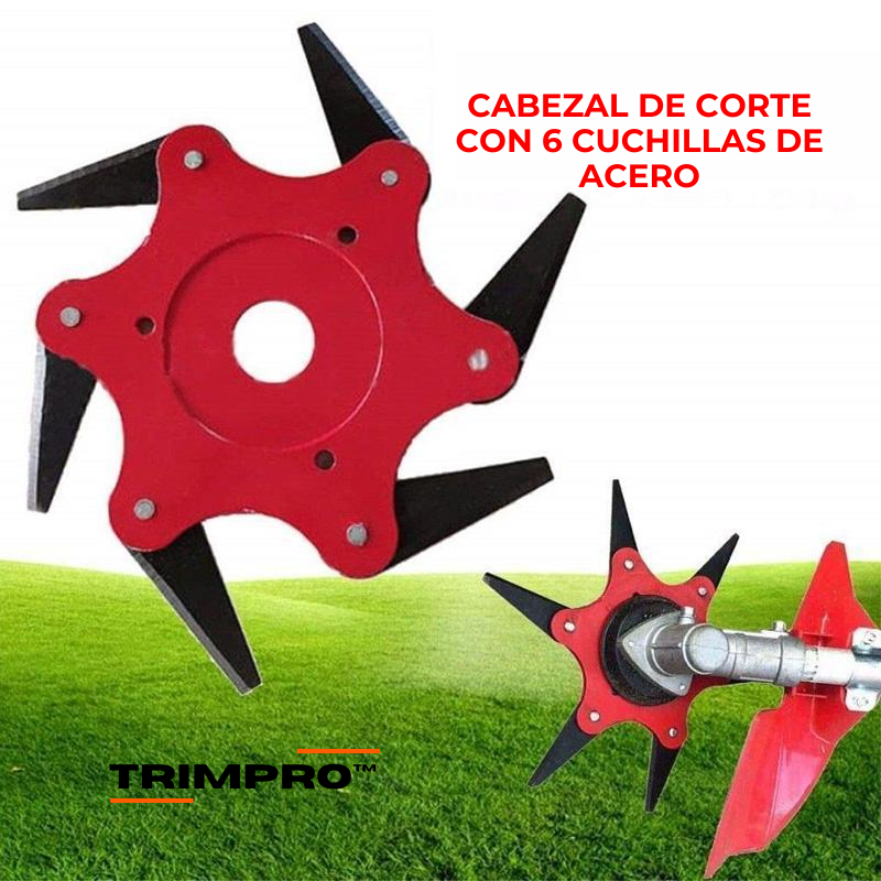 TrimPro™ - Cabezal de corte universal para desmalezadora | 6 CUCHILLAS DE ACERO