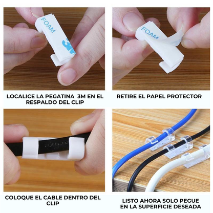 ClipCord™ - CLIP PLÁSTICO AUTOADHESIVO PARA ORGANIZAR CABLES