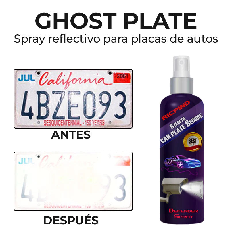 GhostPlate™ - Spray reflectivo para placas de autos