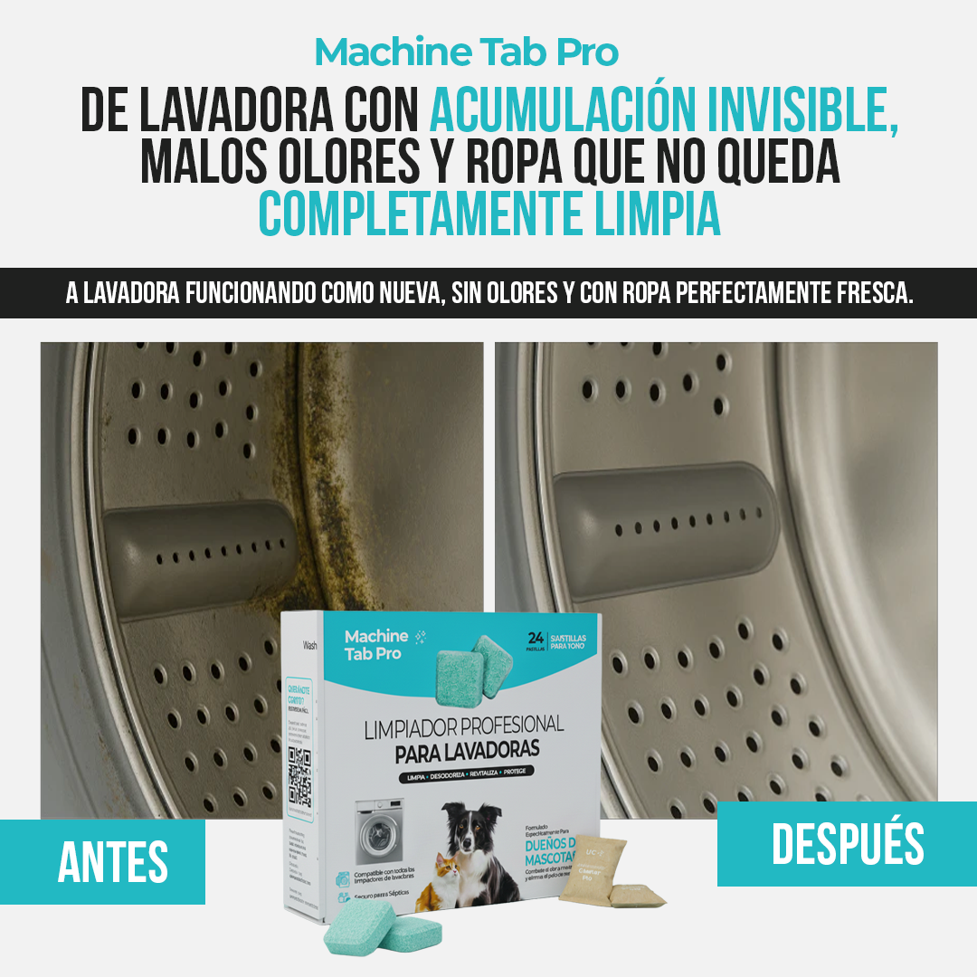 Machine Tab Pro™ - Tu lavadora limpia de verdad, no solo por fuera.