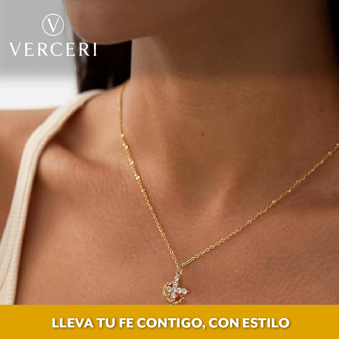 Verceri™ – Crown Cross Necklace: Símbolo de devoción y estilo