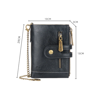 SecureZip Wallet™ - CARTERA VINTAGE CON DOBLE CREMALLERA Y MÚLTIPLES RANURAS PARA TARJETAS PARA HOMBRE