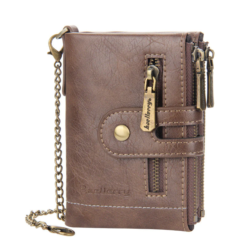 SecureZip Wallet™ - CARTERA VINTAGE CON DOBLE CREMALLERA Y MÚLTIPLES RANURAS PARA TARJETAS PARA HOMBRE