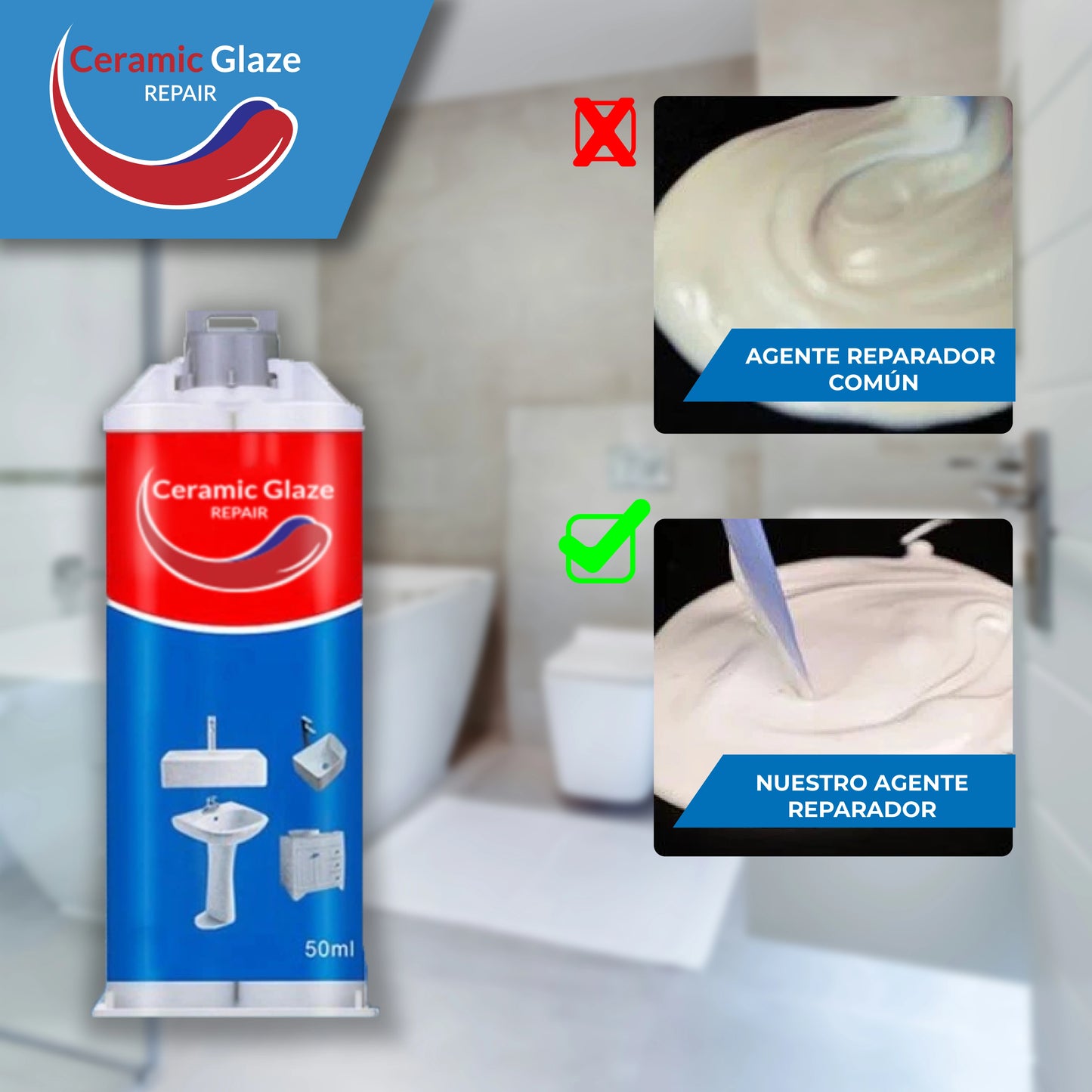 Ceramic Glaze Repair™- Pasta de reparación de cerámicas y baldosas - 1 + 1 Gratis