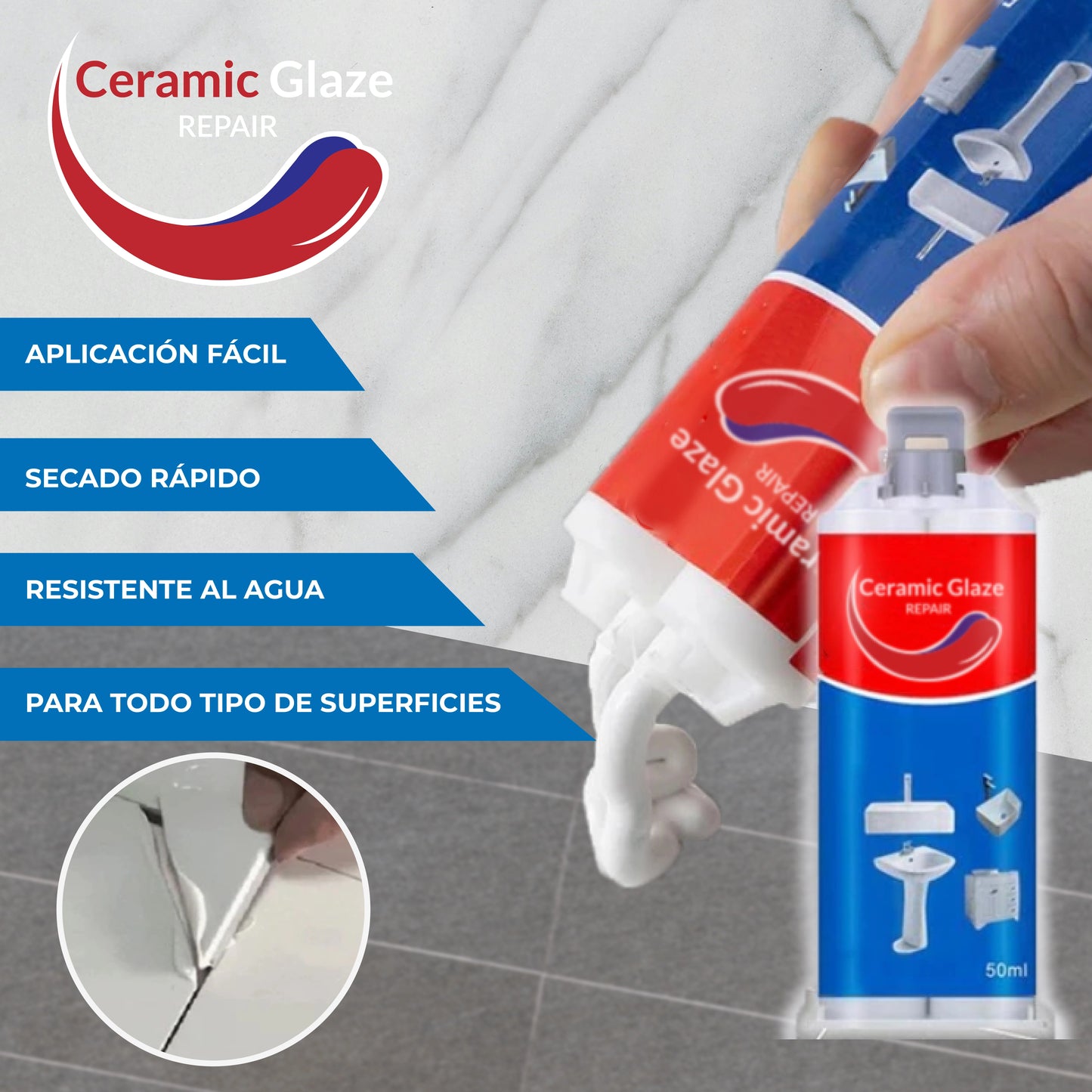 Ceramic Glaze Repair™- Pasta de reparación de cerámicas y baldosas - 1 + 1 Gratis