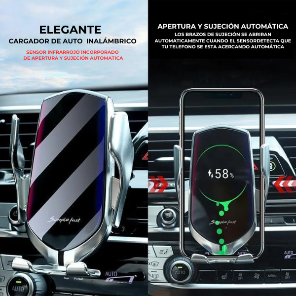 Soporte Celular Para Auto Con Cargador Inalámbrico