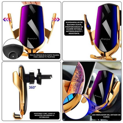 Soporte Celular Para Auto Con Cargador Inalámbrico