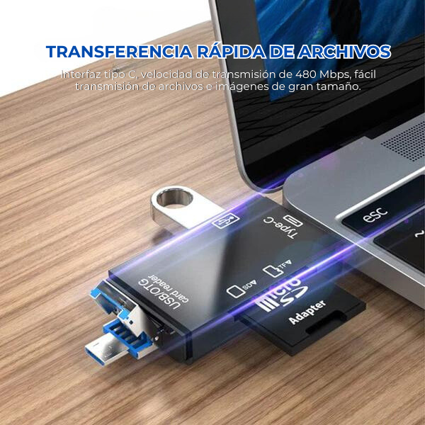 Memoryfast - LECTOR DE TARJETAS 6 EN 1