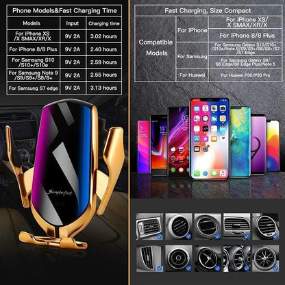 Soporte Celular Para Auto Con Cargador Inalámbrico