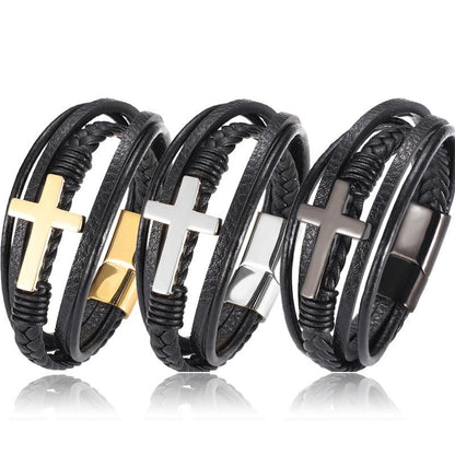 Faithbracelets - Pulseras cristianas de cuero y acero inoxidable