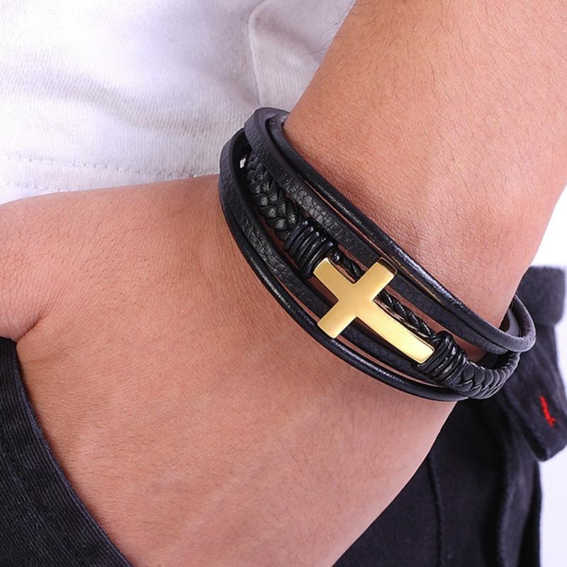 Faithbracelets - Pulseras cristianas de cuero y acero inoxidable